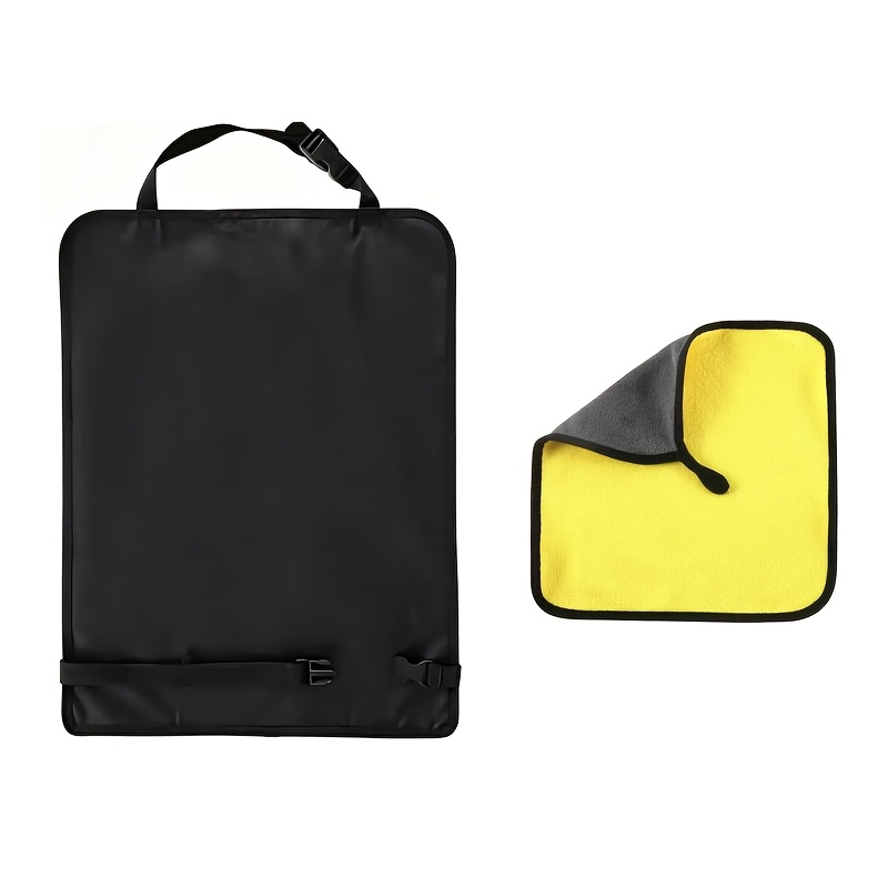 TEMU 2pcs/set Car Seat Back Kick Protectors With 30x30cm Car Wash Towel, Automotive Seat Covers, Protection From Dirt, Mud, Fit For Most Vehicles