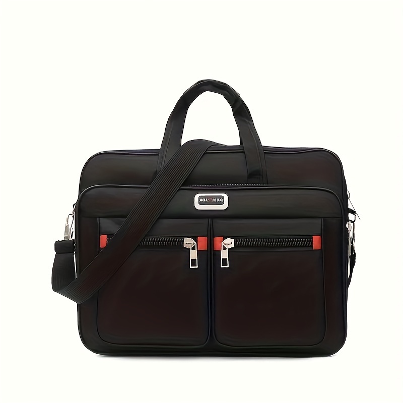 TEMU Large Nylon Shoulder Bag - Business Briefcase With Casual Crossbody , Laptop Compartment