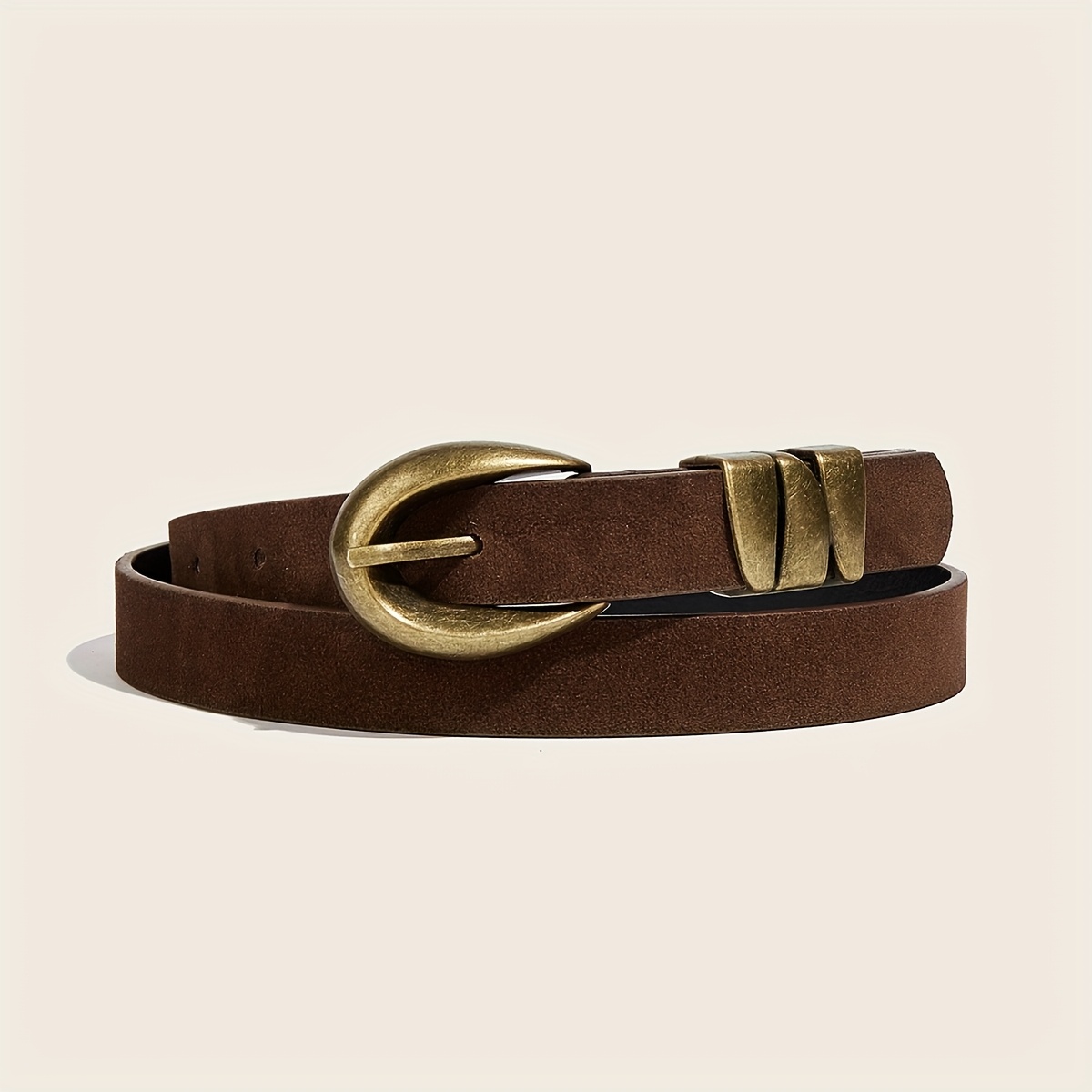 E-shop 1 Stück Damen Braunes Samt Textur Lässig Einfach Damen Street Herbst Winter Mode Dekoratives Accessoire Schmaler Gürtel, Unregelmäßige Ring