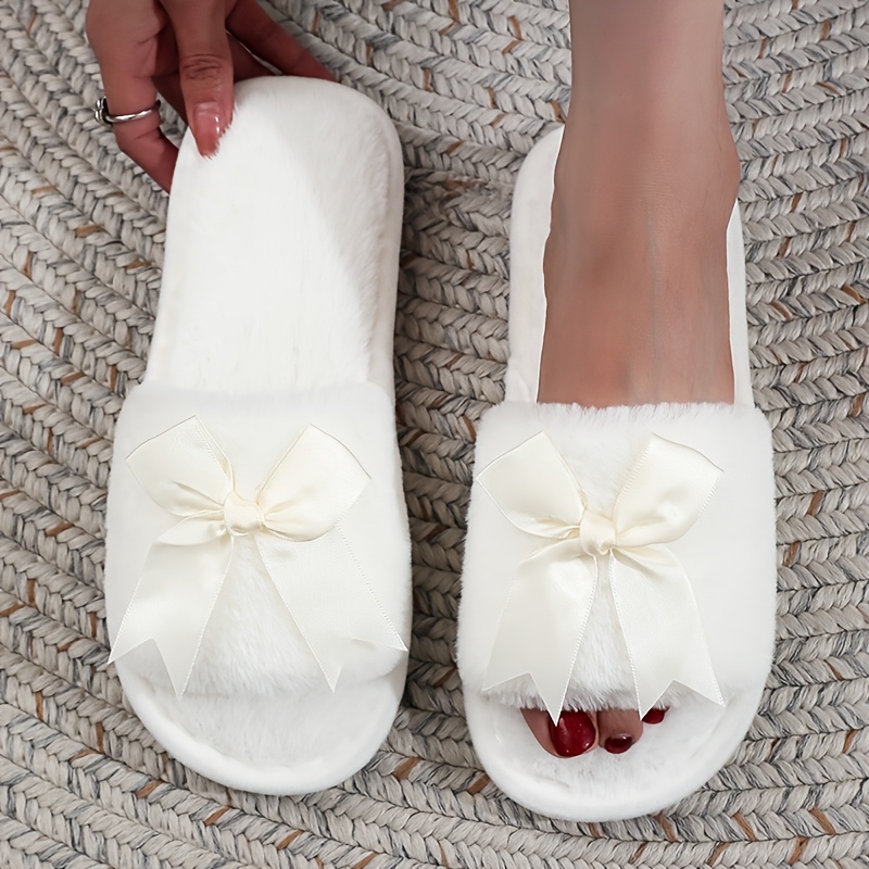 TEMU Pantuflas de punta con , aptas para todas , antideslizantes y resistentes al , cómodas y elegantes para uso doméstico de mujer, calzado de mujer