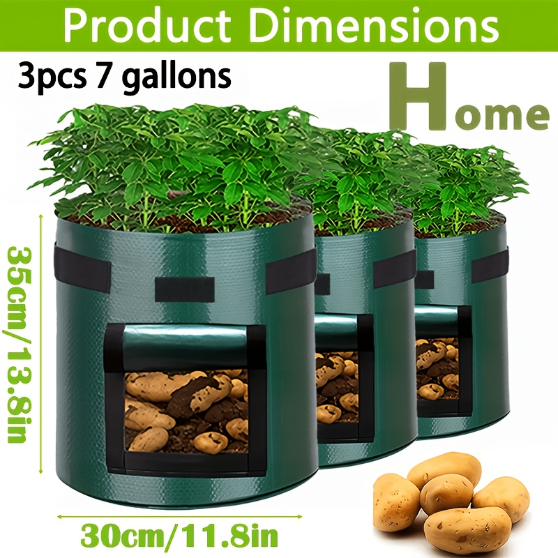 TEMU 3 Stk. 4 Stk. 5 Stk. 10 Stk. Kartoffelpflanzbeutel 10 Gallonen Pflanzsäck mit Griffen, tragbares Design. Diese robusten Gartenpflanzkübel, als
