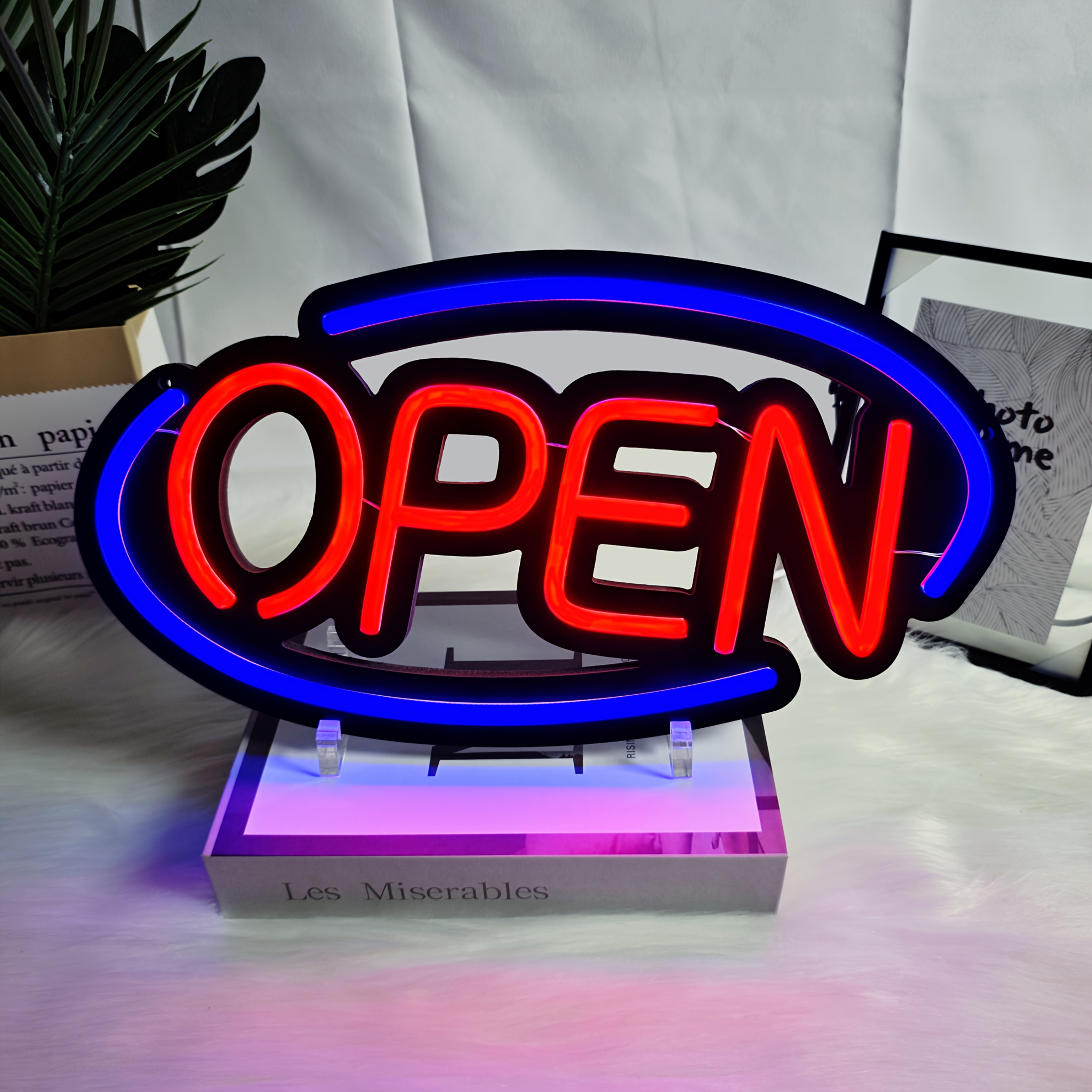 Image of 1 Sign, Usb-powered Dimmable Open Welcome Neon Light Sign With Red And Blue Brightness, 14.2x7.9 Inch Adjustable Opening Sign For Bars, Cafes, Hotels, Shops, Walls, Windows, Doors