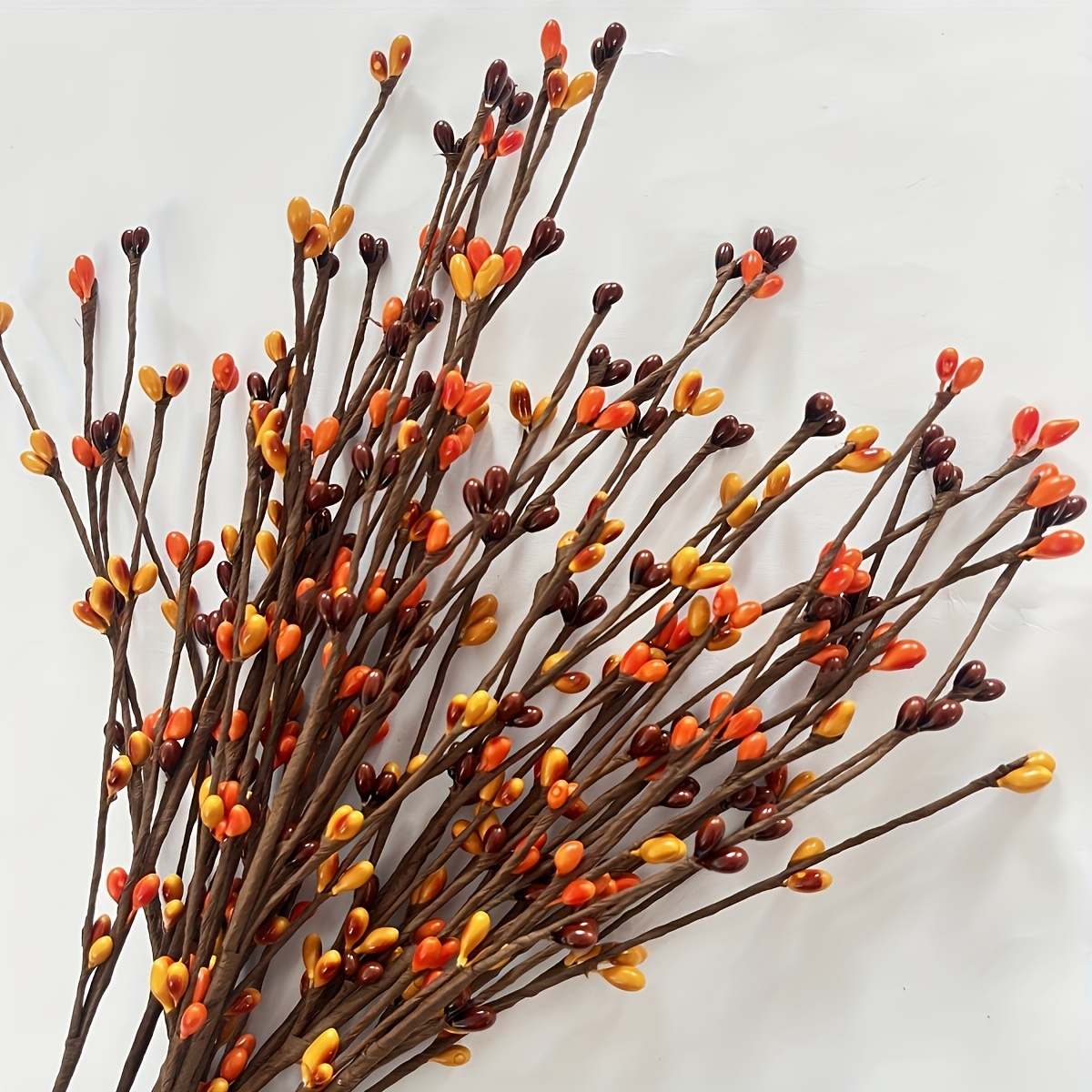 TEMU Set da 14 pezzi di artificiali con perline arancioni e gialle per del Raccolto Autunnale, decorazione fai da te per composizioni in vaso per del