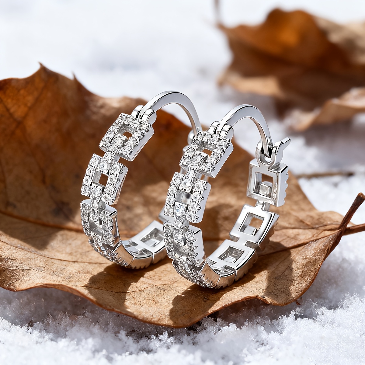 Women's Exquisite Circle Chain Stud Earrings, Elegant Design