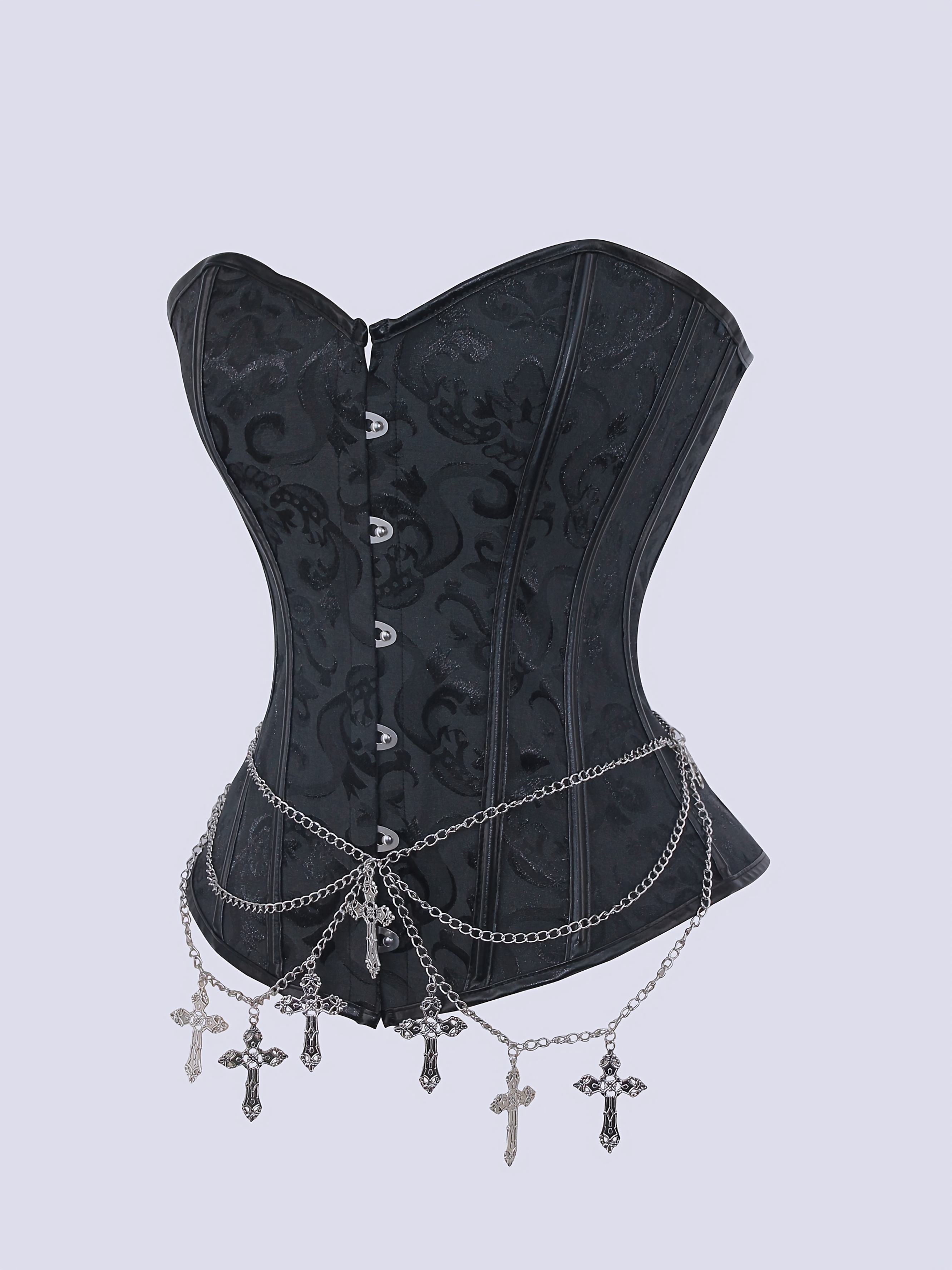 gothic corset top dark floral jacquard adjustable Temu