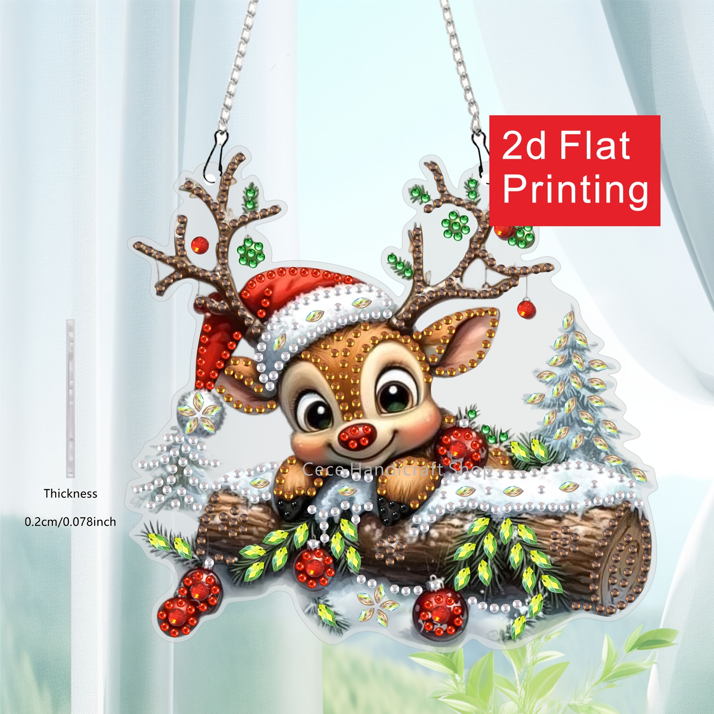 Image of 2d Printed Artwork, 1pc, Christmas-themed Diamond Painting Kit, Perfect For Gifts, Holiday Table Decoration, And Party Ideas