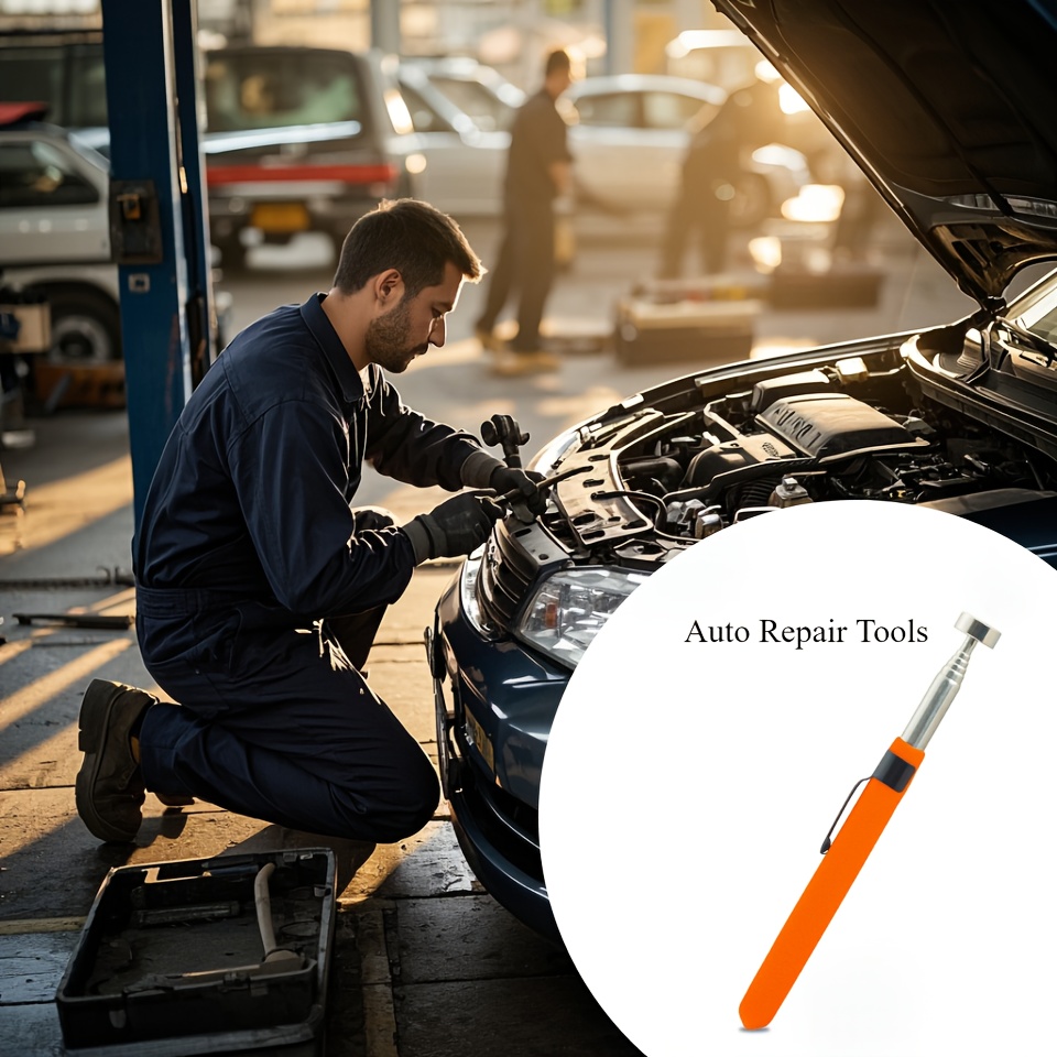 Auto Repair Tools:Ergonomic 3.63KG Magnetic Pickup Tool: Durable, Extendable Stainless Steel Rod with Stylish orange Grip for Easy Retrieval(1pc)
