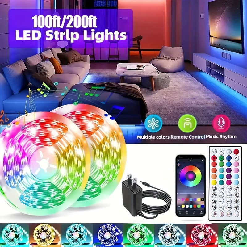 

100ft 200ft Led Strip Us Set For , Led App , Rgb , Decorations For Chirstmas