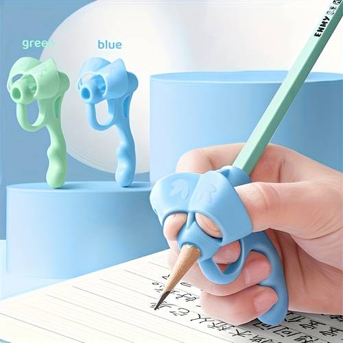 2 correcteurs de prise en main, outils auxiliaires de posture décriture, clips de crayon en silicone souple, assistant de correction décriture manuscrite, couleurs aléatoires