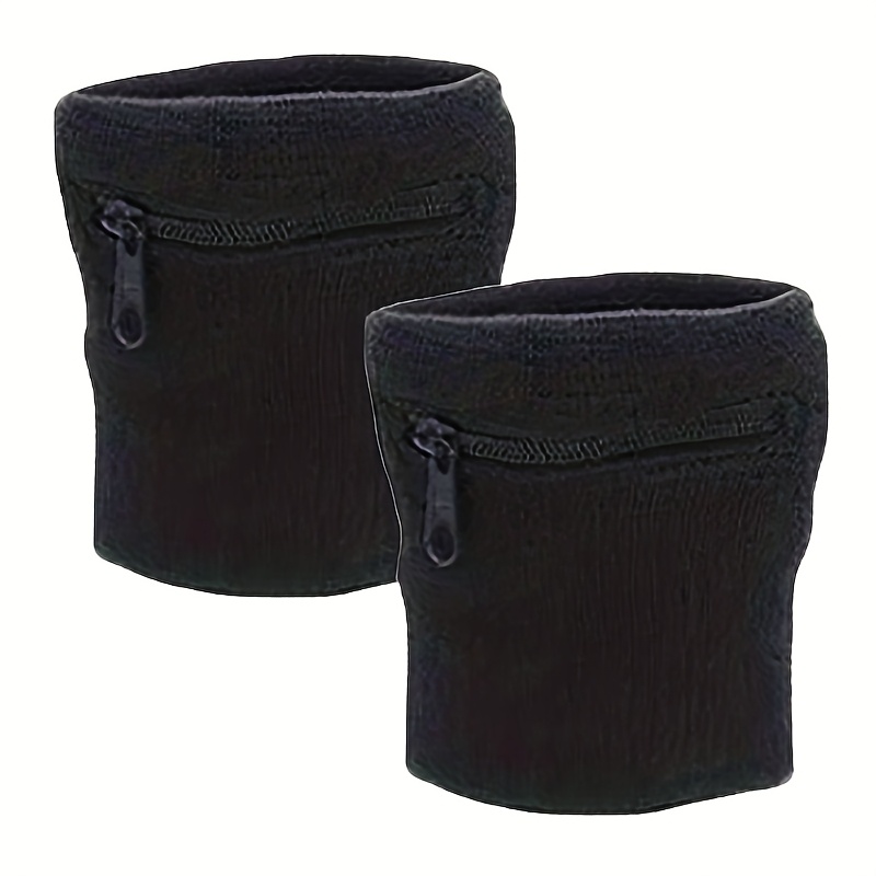 Image of 2pcs Wrist Wallets For Men And Women - Zippered Wristband Pockets For Jogging, Cycling, And Walking; Men's Wrist Pouches For Storing Cash, Keys, And Credit Cards; Ankle Wallet, Without Battery
