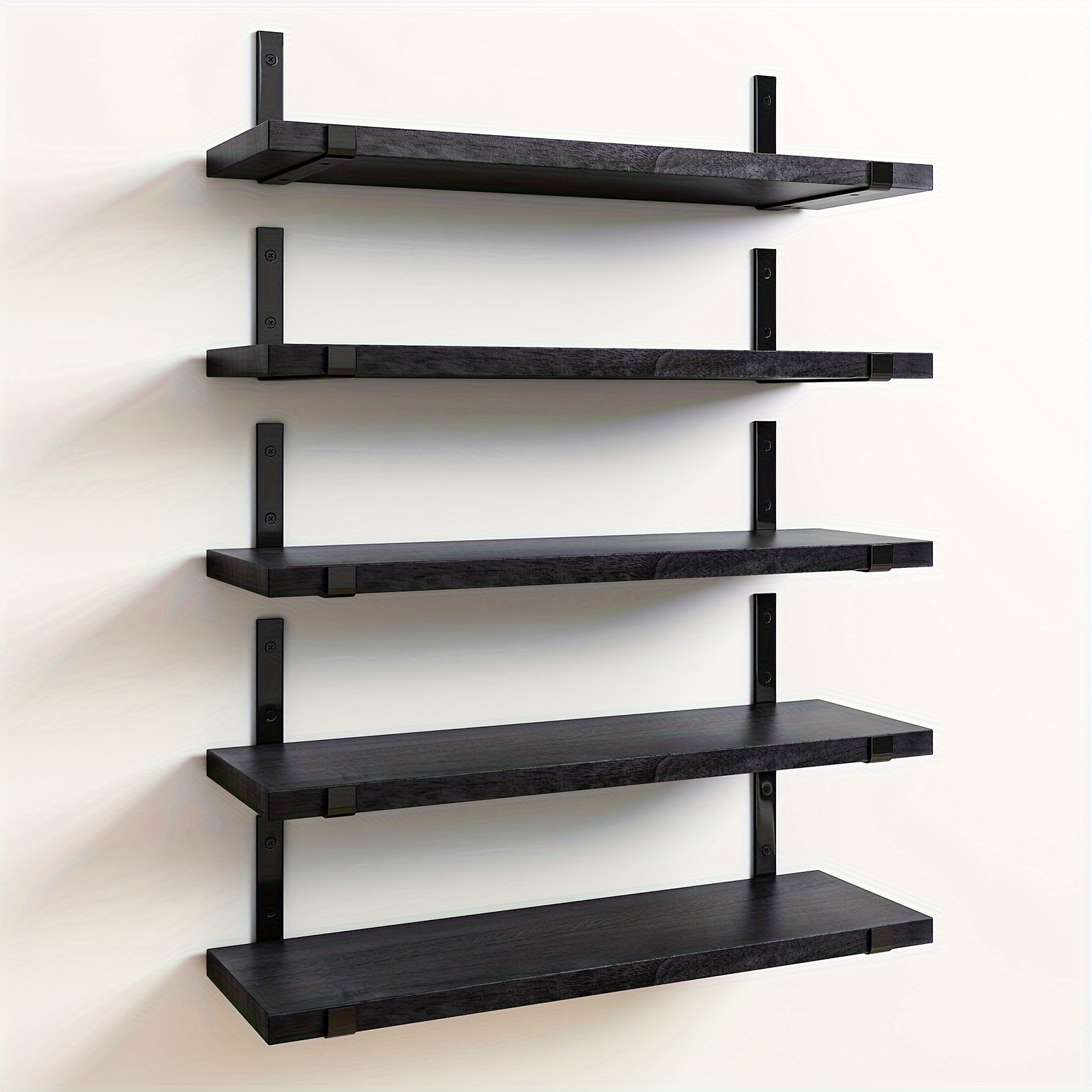 

Floating Shelves Set Of 5, 15.8x4.7 Inches Wall Shelves, Rustic Wall Storage Shelves For Bedroom, Living Room, Kitchen, Bathroom, Home Decor, Laundry Room, Office And Plants (black)