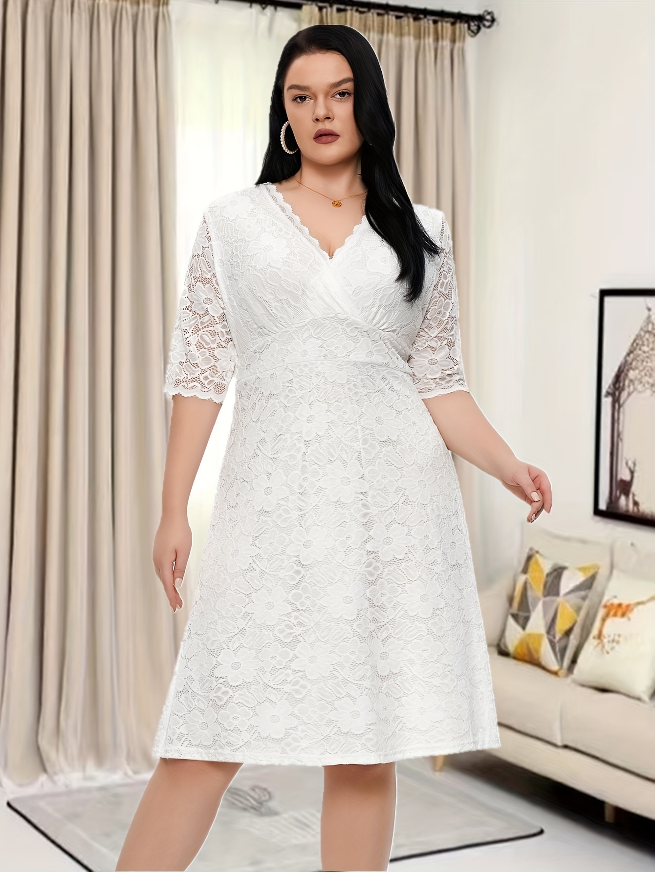 Pretty white dresses plus on sale size