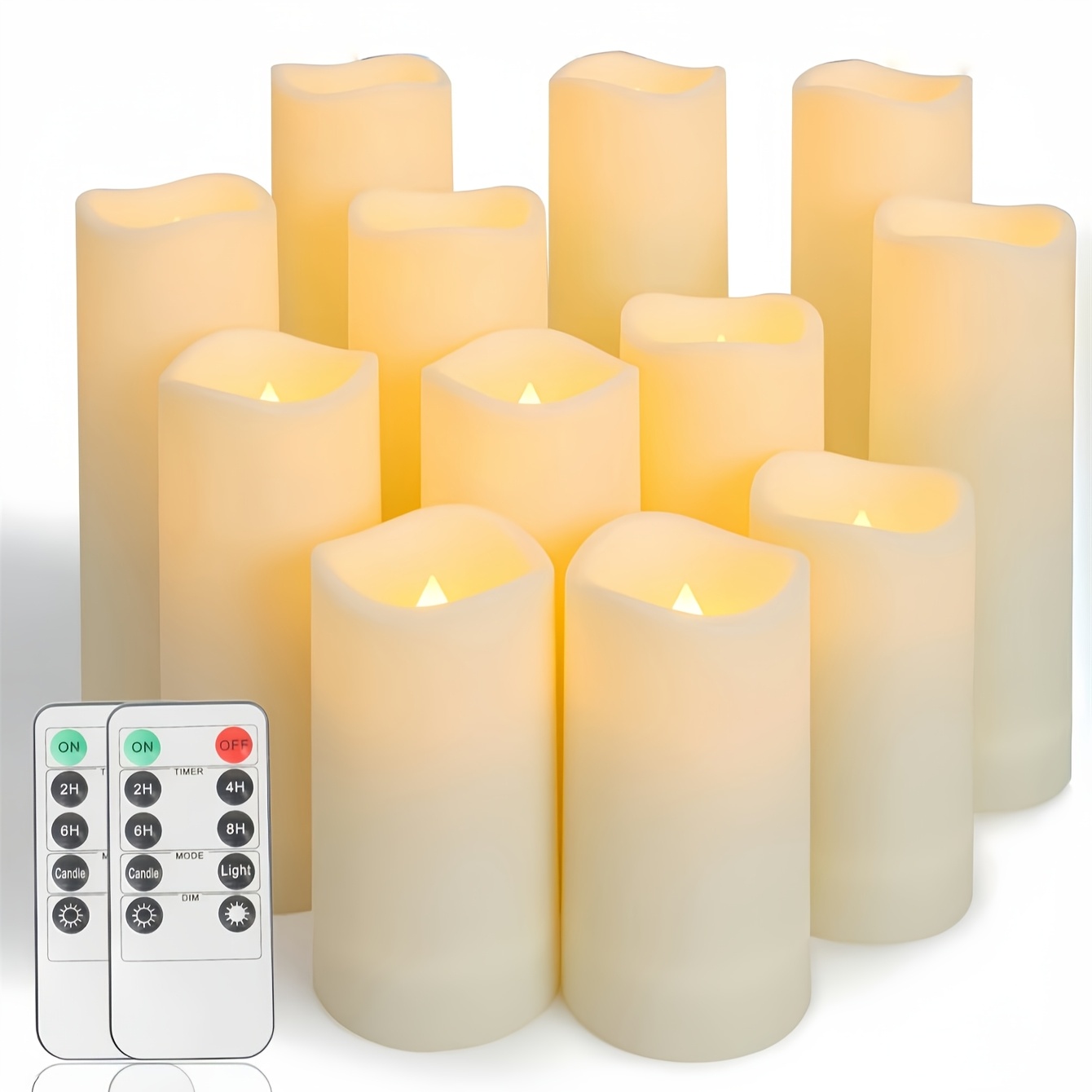 item picture 12 pack smokeless electronic led candles with remote control and timer options for 2 4 6   featuring a flickering flame effect suitable for weddings proposals christmas valentines   decoration mothers day and company parties