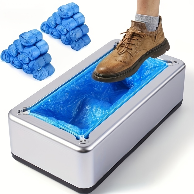 TEMU Distributore automatico di copriscarpe con 100 copriscarpe impermeabili in plastica - Copriscarpe usa e getta antiscivolo adatti per interni di