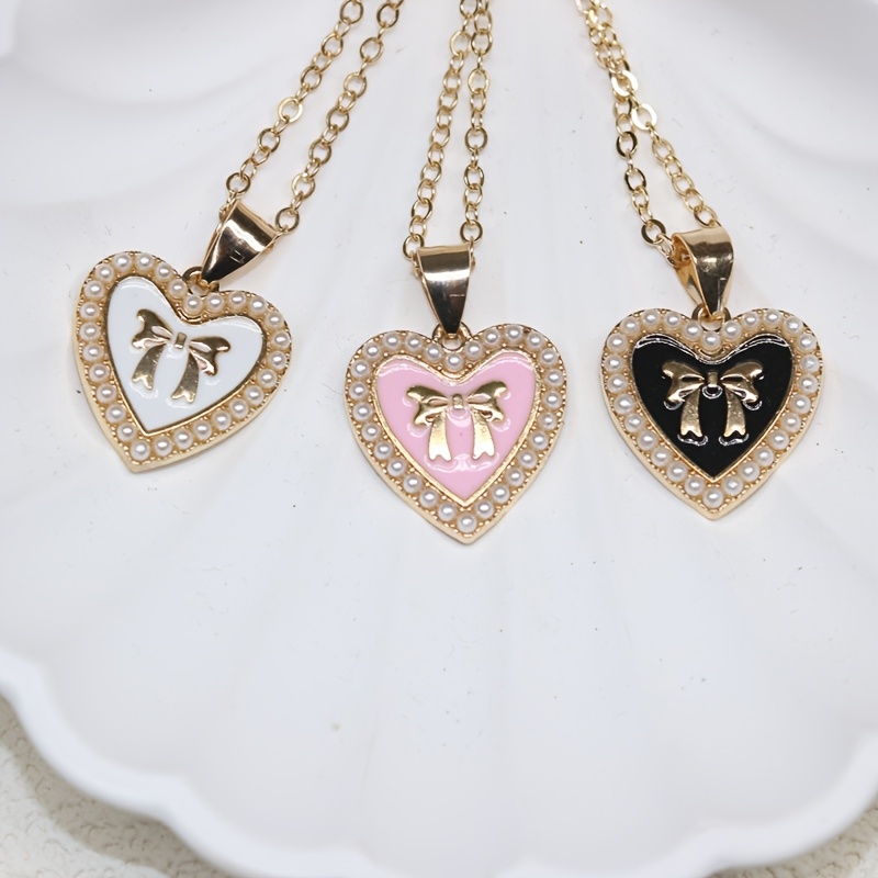 Heart Bow Necklace, Elegant Gift for Her