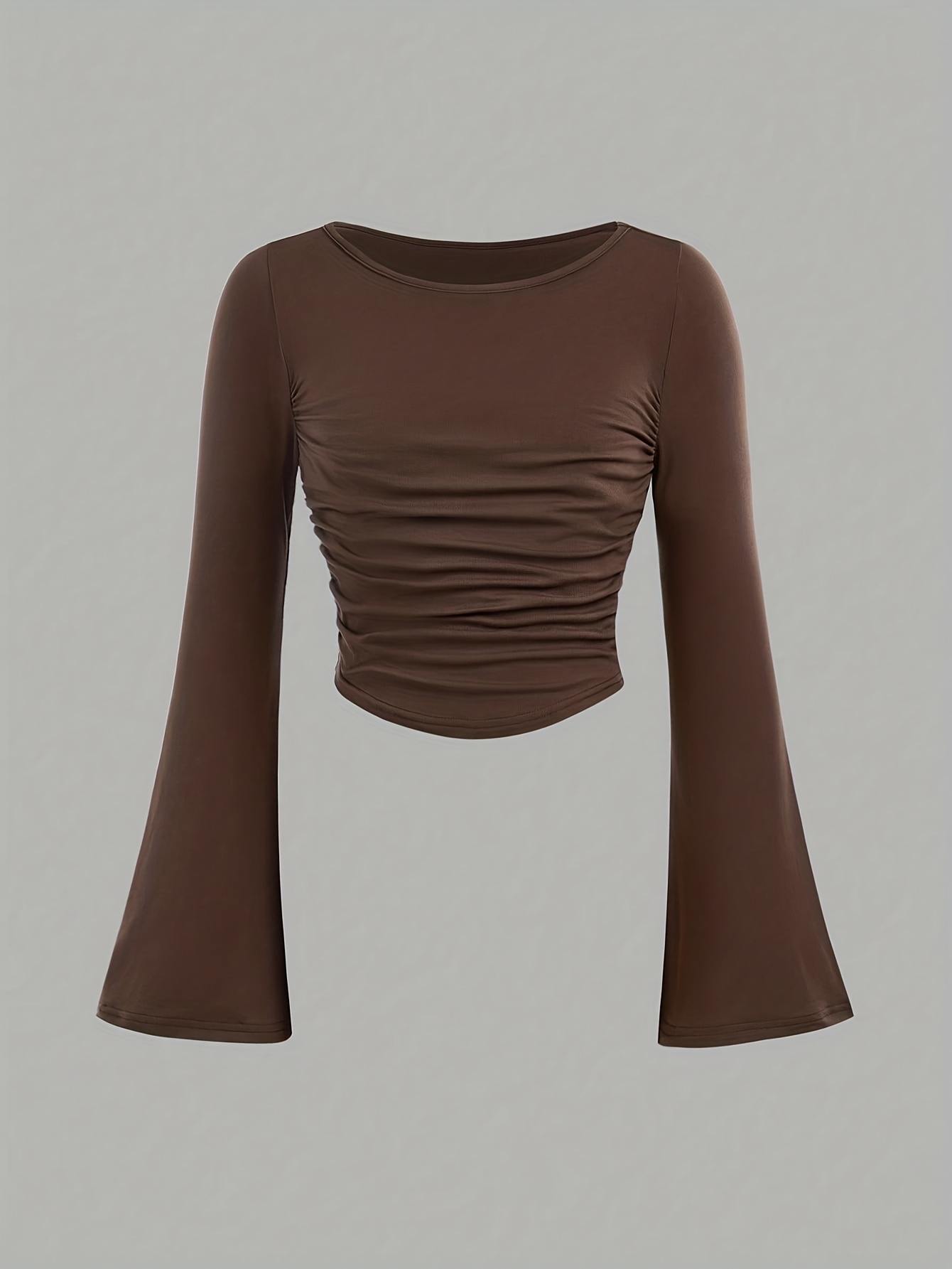 3pcs girls long sleeve   with puff sleeves   fit side pleated hem stretchy round neck blouses for fall casual formal outfits parties travel Product details 2