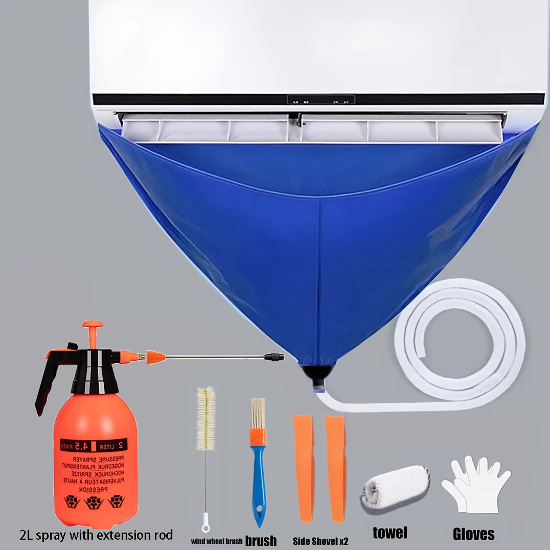 item picture 6 8pcs 110cm 43 3inch air conditioner cleaning cover summer ac water catch bag reusable cleaning tool thickened version with drain pipe