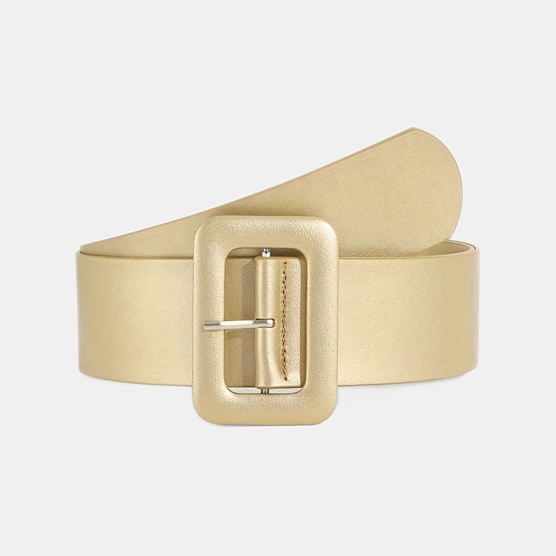 

Ceinture Large Dorée Chic pour Femmes - Boucle Carrée Ajustable, et Lisse, Design Élégant pour Robes, Manteaux & Tenues Décontractées, Ceintures pour Robes