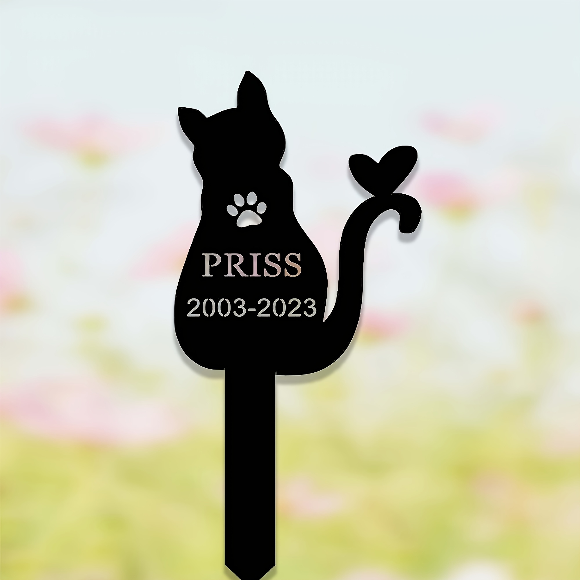 

Custom Engraved Cat Memorial Garden Sign - Personalized Name & Date, Weatherproof Metal Yard Decor With Paw Print, Gift, Cat Memorial Items