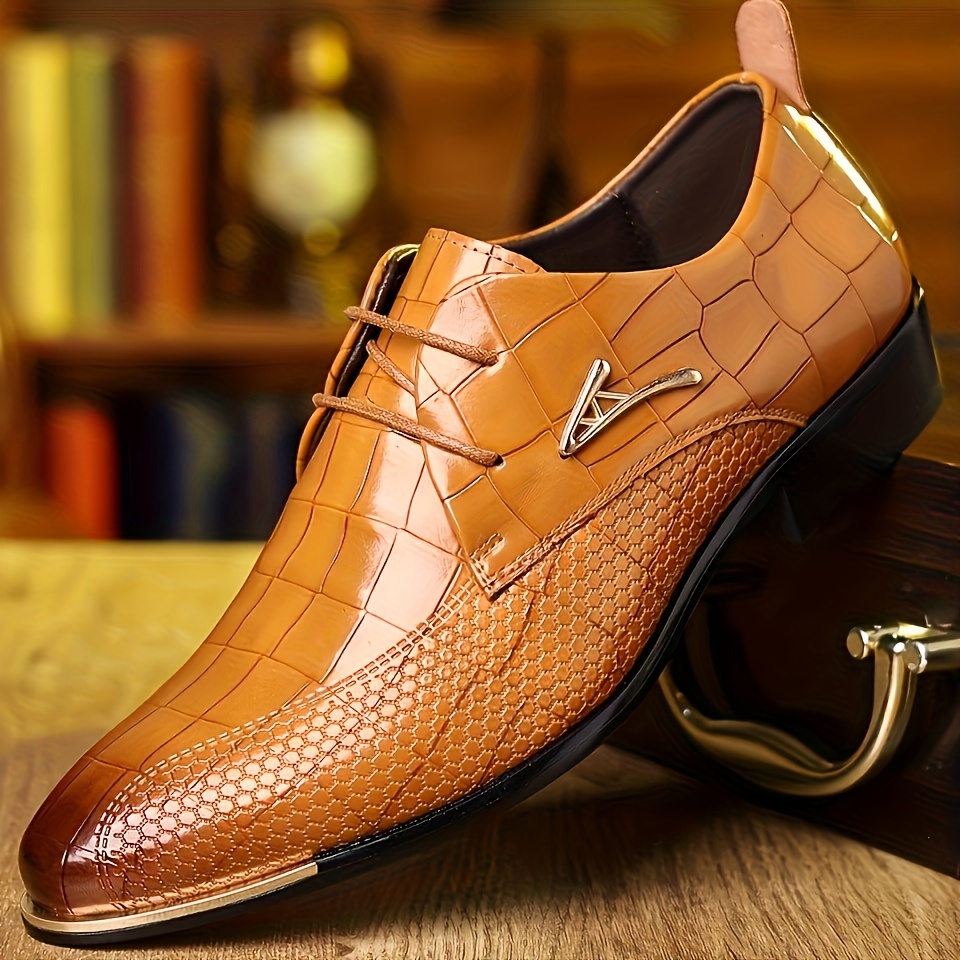 Mens Premium PU Oxford Shoes Classic Formal Dress Shoes For Weddings,  Parties Office Comfortable, Stylish Durable