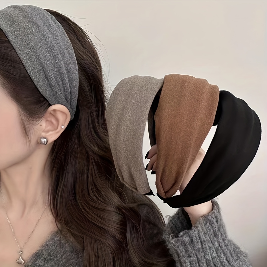 TEMU 4pcs Set Of Elegant Suede Wide-band Headbands For Women, Hair Clips For Styling And Face Washing, High To Create A Smaller Face, Fashionable And