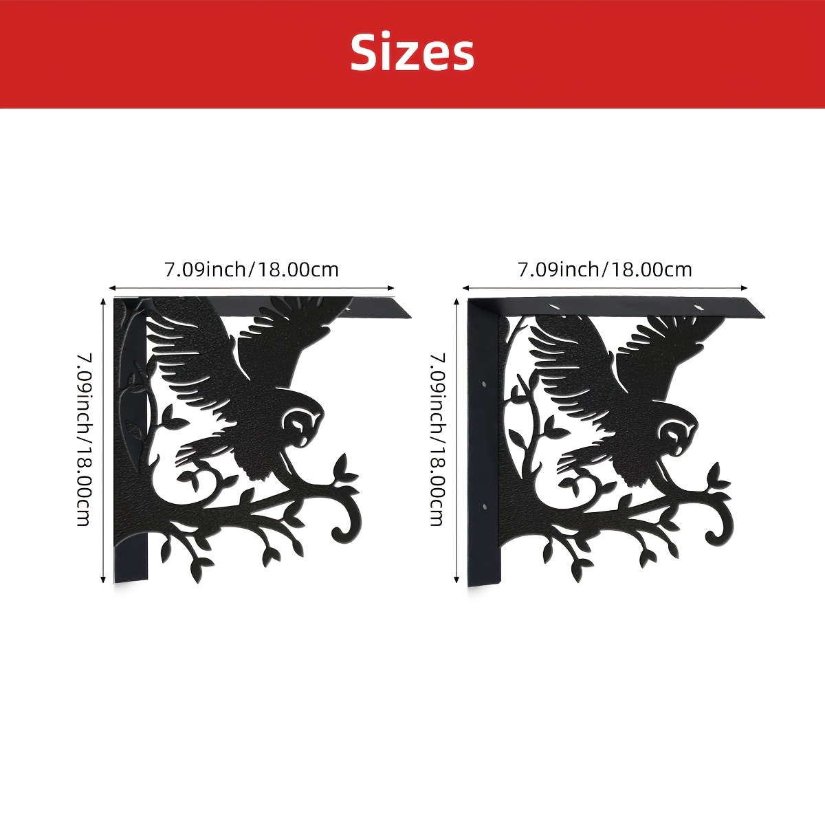 TEMU 2pcs Metal Owl-style Utility Shelf, Perfect For Displaying Plants, Flowers, Towels, And Other Items; Wall-mounted Design; Ideal For Decorative