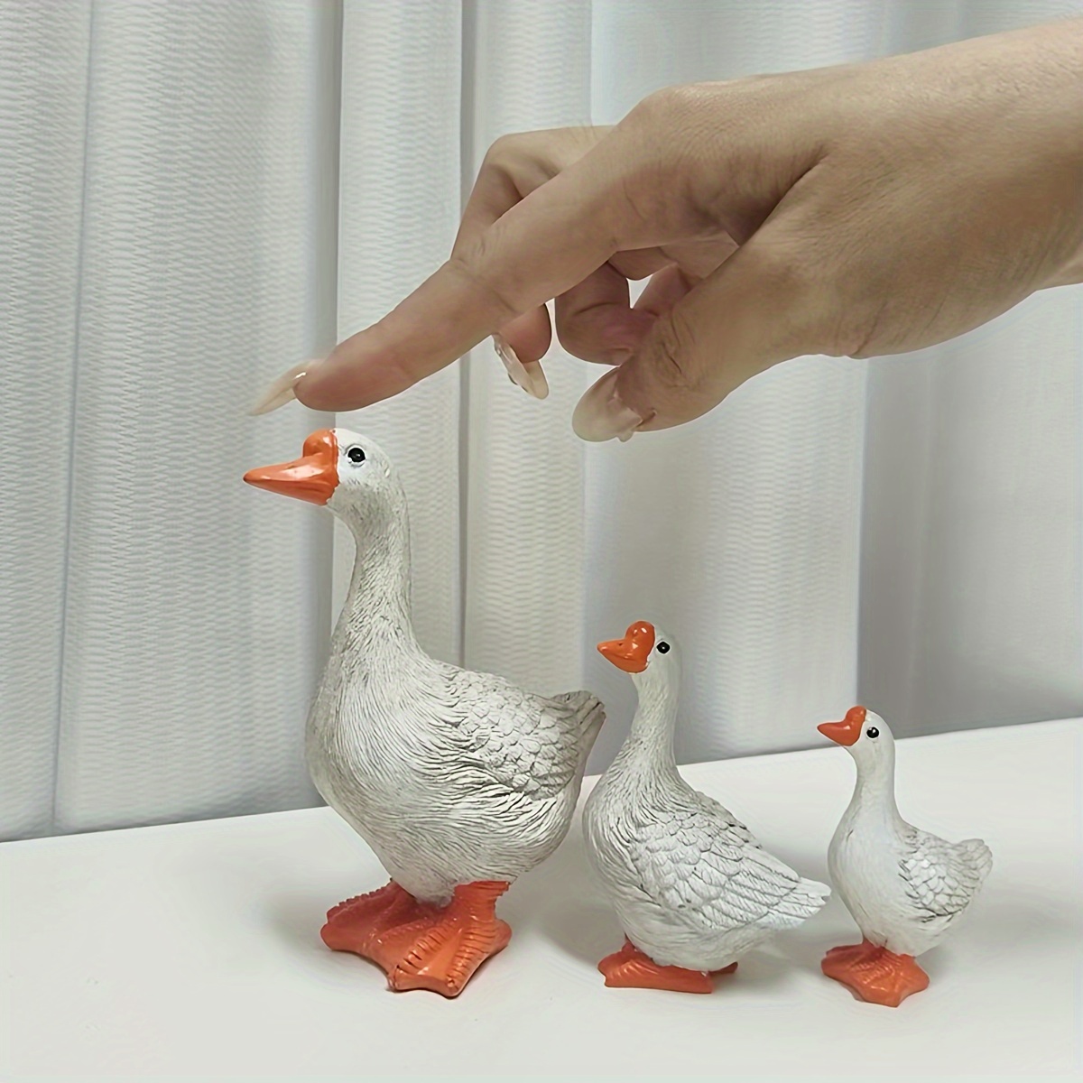 

3pcs/set Of Fun Mother And Son Goose Resin Statues Decorations, For Courtyards, Lawns, Ponds, And Flower Pots Gardens Decor
