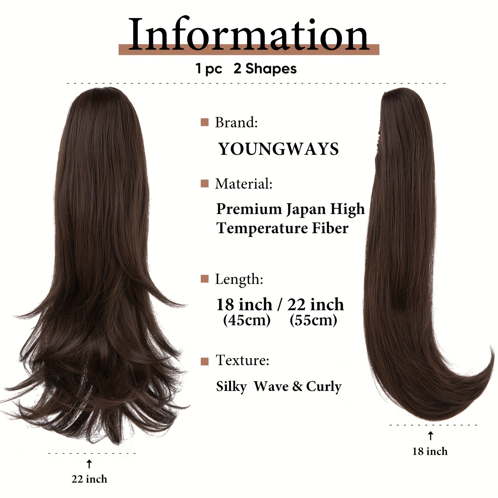 womens elegant clip in ponytail extension 18 inch multi style synthetic hairpiece versatile small pony accessory details 6