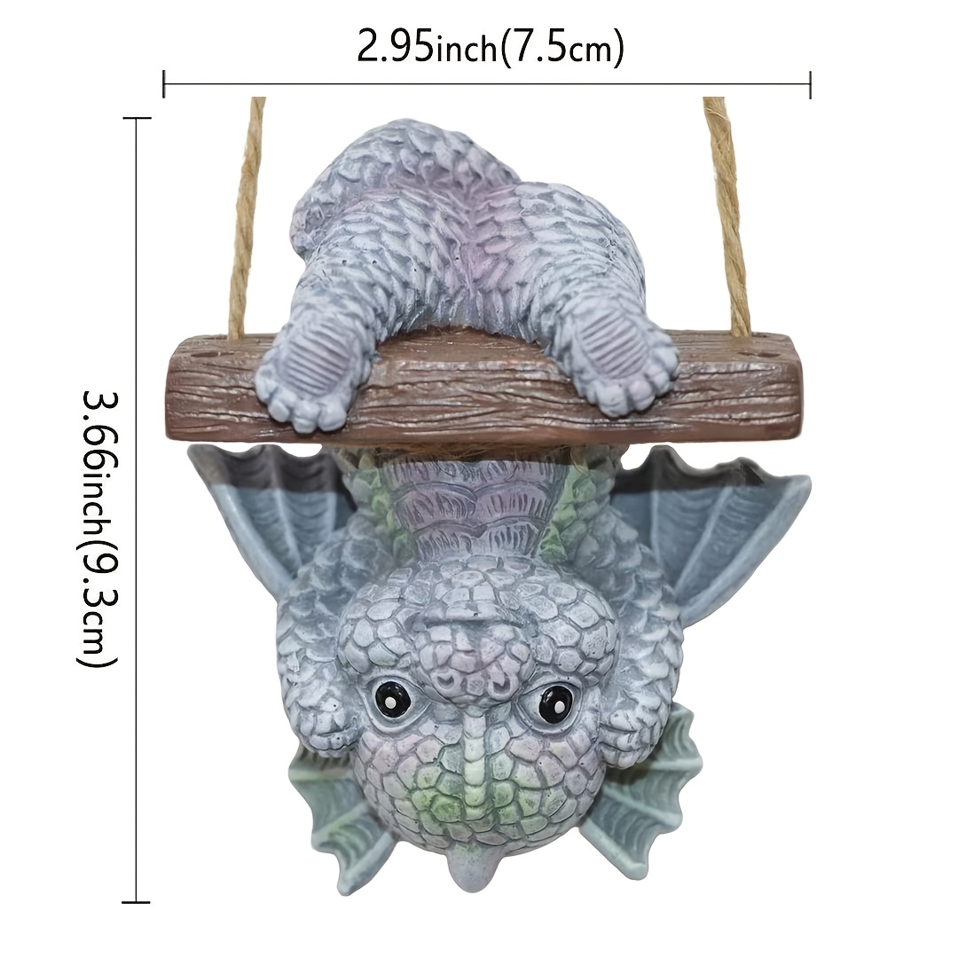 Image of New Cute Dragon Garden Decoration Pendant Swing Mother And Dragon Cartoon Resin Ornament For For Halloween Thanksgiving Christmas Decorations Collectible Figurines