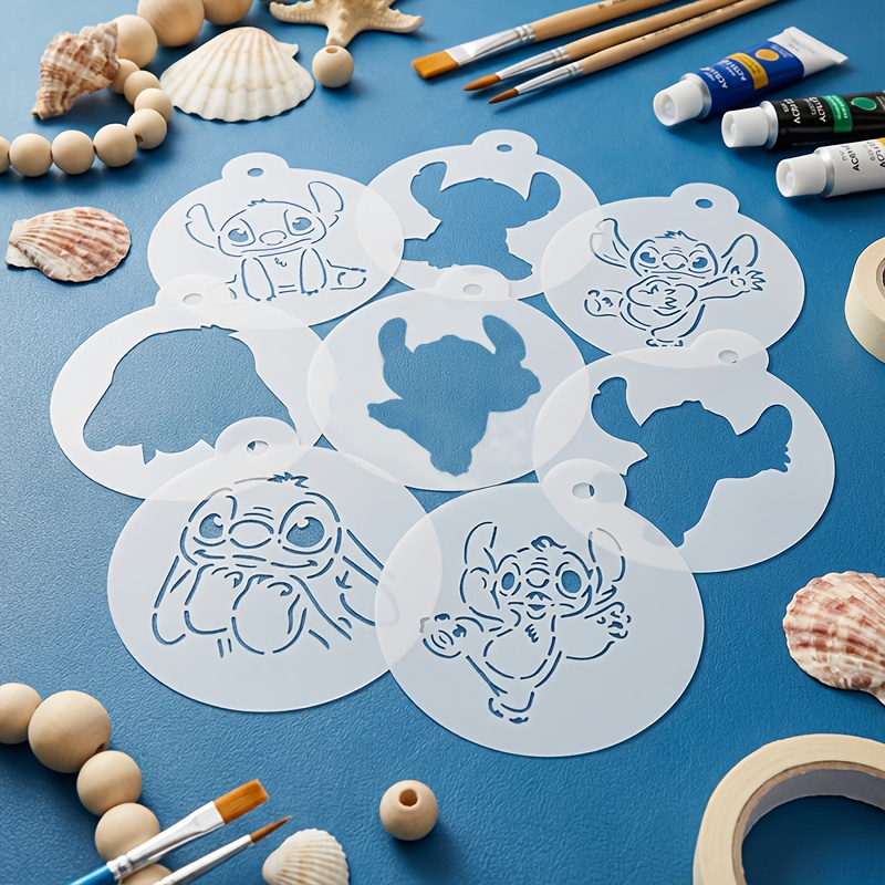 TEMU A Set Of Reusable Face Painting Stencils Featuring Stitch, Including Plastic Outlines And Silhouette Templates, Perfect For -themed Face