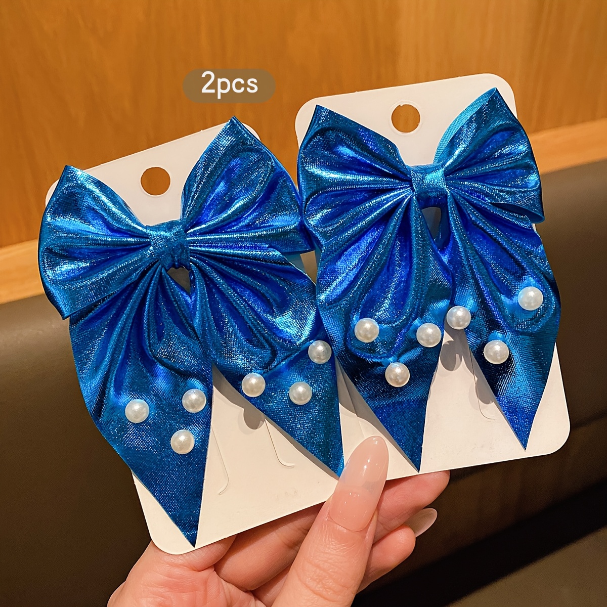 2 Blue Fashionable Bow Hair Clips, Hairpins, Suitable For Daily Additions