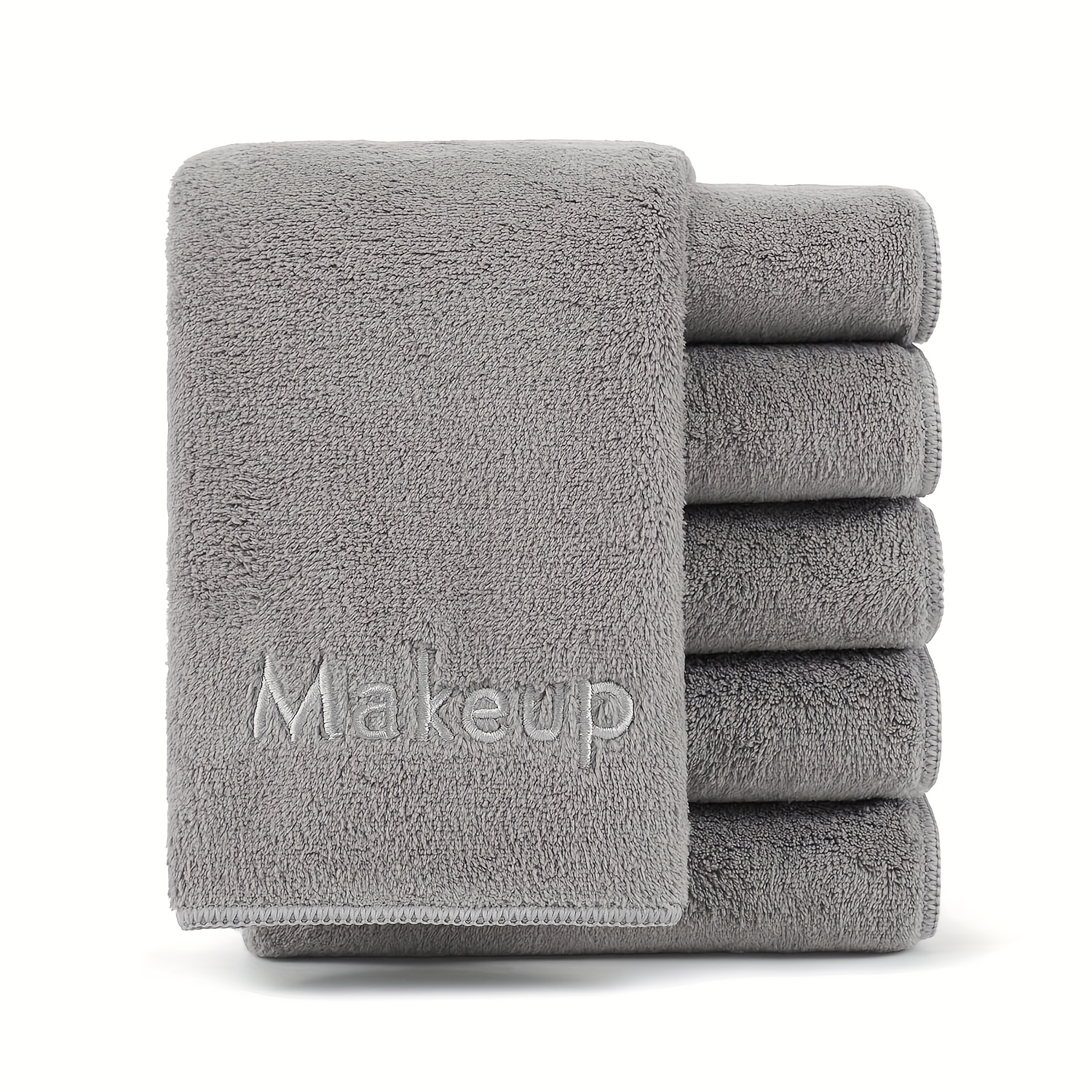 

Unisex Adult Makeup Towels - Reusable, Soft Absorbent Microfiber Facial Cloths With Embroidery,, Polyester & Nylon Blend, Suitable For Types, Unscented - Contemporary Style