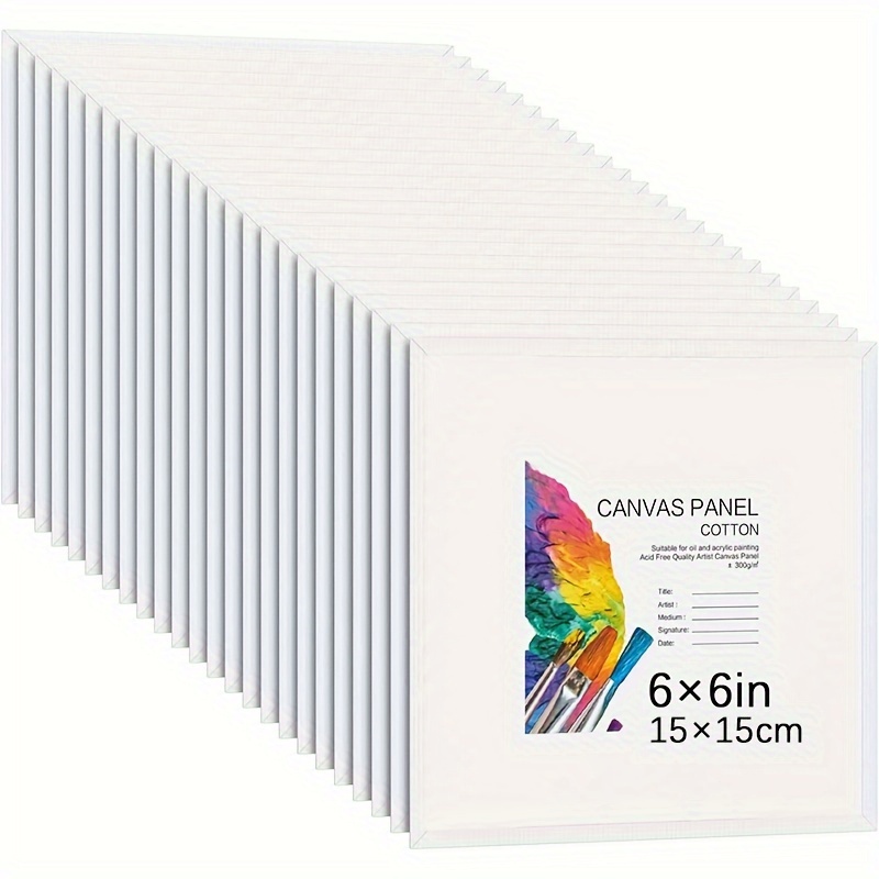 

Triple Primed 15x15cm/6x6 Inch Canvas Panels - White Blank Flat Canvas Boards For Acrylic Painting - Suitable For Professionals And Hobbyists