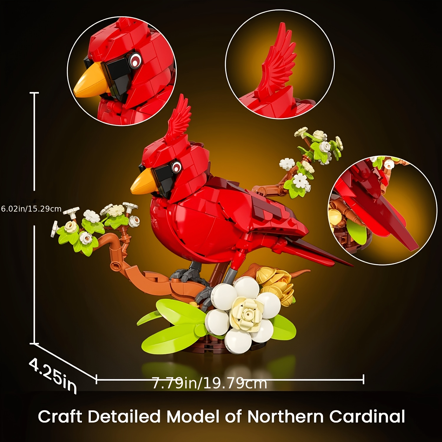 395pcs And Camellia Building Set, Flying Flower Diorama, Bird Desk Display, Winter New Year Holiday Decor, Nature-themed Versatile Gift