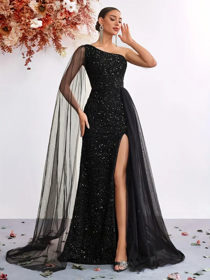 one shoulder long ribbon front slit prom party cocktail long - Temu one shoulder long ribbon front slit prom party cocktail long - Temu