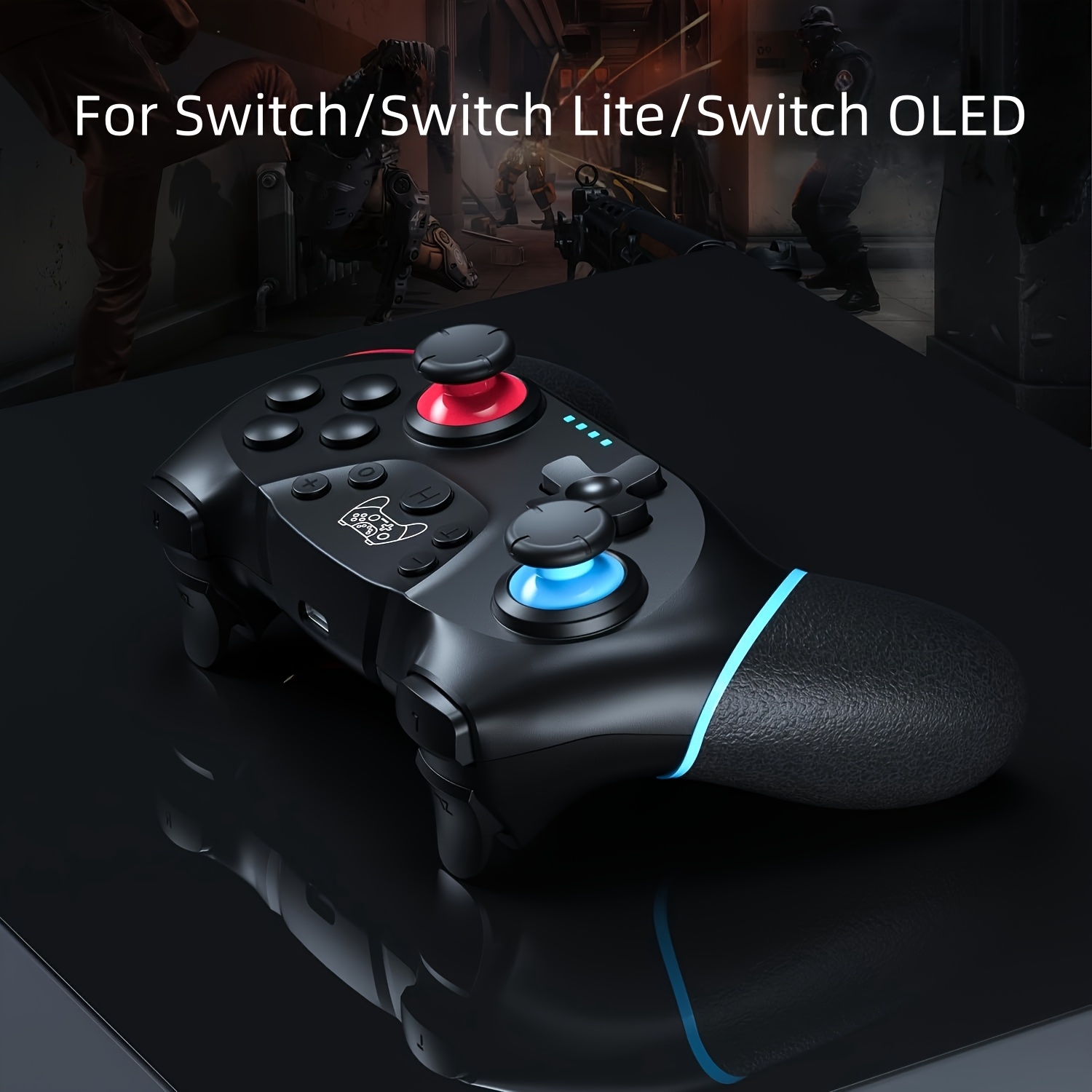Wireless Professional Controller for Switch, Switch Lite, Switch OLED - Motion Sensing, Adjustable Turbo, Dual Analog Sticks, Blue & Red Accents, Ideal for PC/IOS, Gaming Controller|Ergonomic Design|Adjustable Turbo