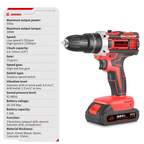 cordless electric drill screwdriver set with 1500mah batteries and charger rechargeable drill kit multi function power tool for drilling metal wood tile