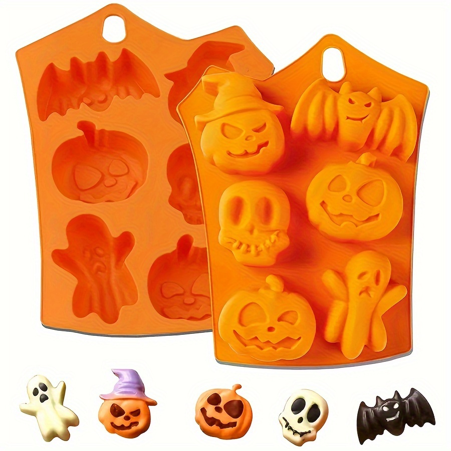 

Halloween Baking Essential: 1pc Silicone Mold With Pumpkin, Ghost, Bat & Designs - Perfect For Chocolate, Candy, And Soap Making Halloween Silicone Mold