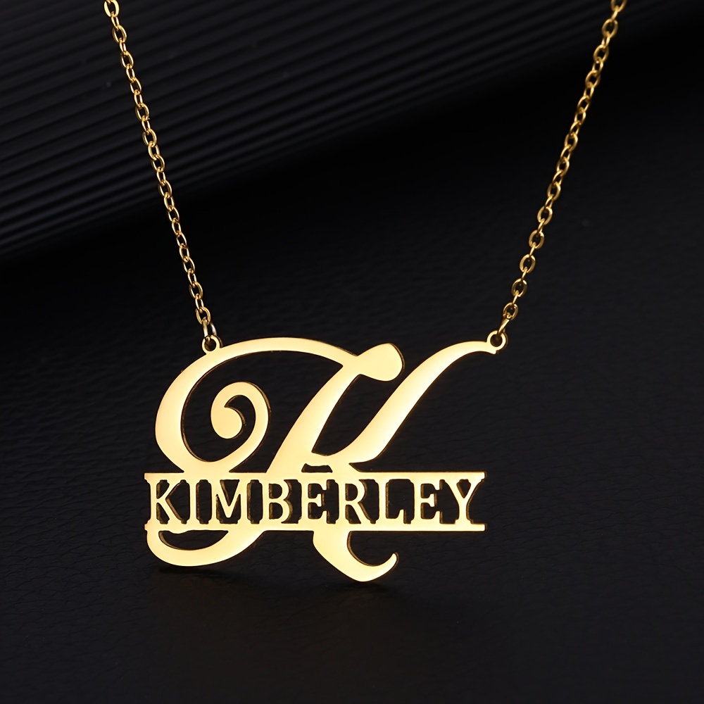

Customized Name Pendant Necklace, Creative Simple 18k Gold Plated Nameplate Necklace Custom Accessories (customized Only English Language)
