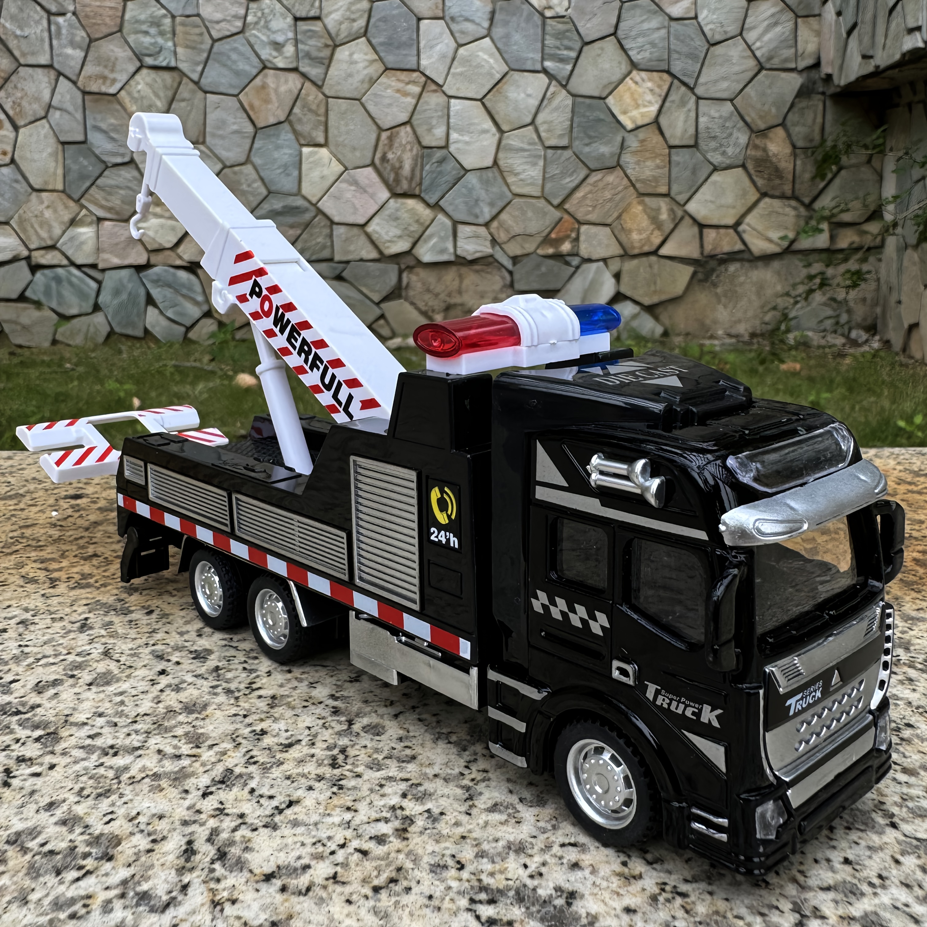Living Room Ornament Engineering Truck Model Swing Arm Creative Pull Back Trailer Model