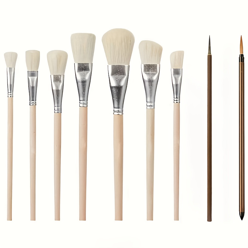 

9pcs Brush Set, Acrylic Painting Mop Brush Combination, Goat Hair Mop Brush Suitable For Acrylic Painting Ceramic