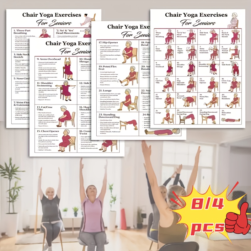4pcs yoga pilates exercise charts fitness detailed workout
