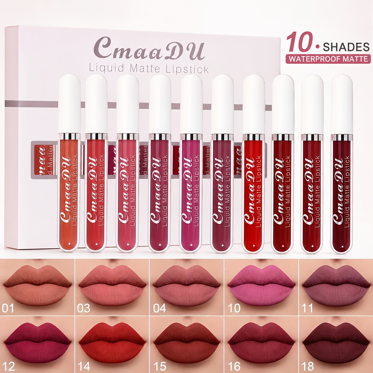 10pcs Matte Lip Gloss Set - Long-lasting Waterproof Lipstick, Non-transfer Hydrating Formula With , Lightweight Multipack In // Shades Suitable For Skin Types