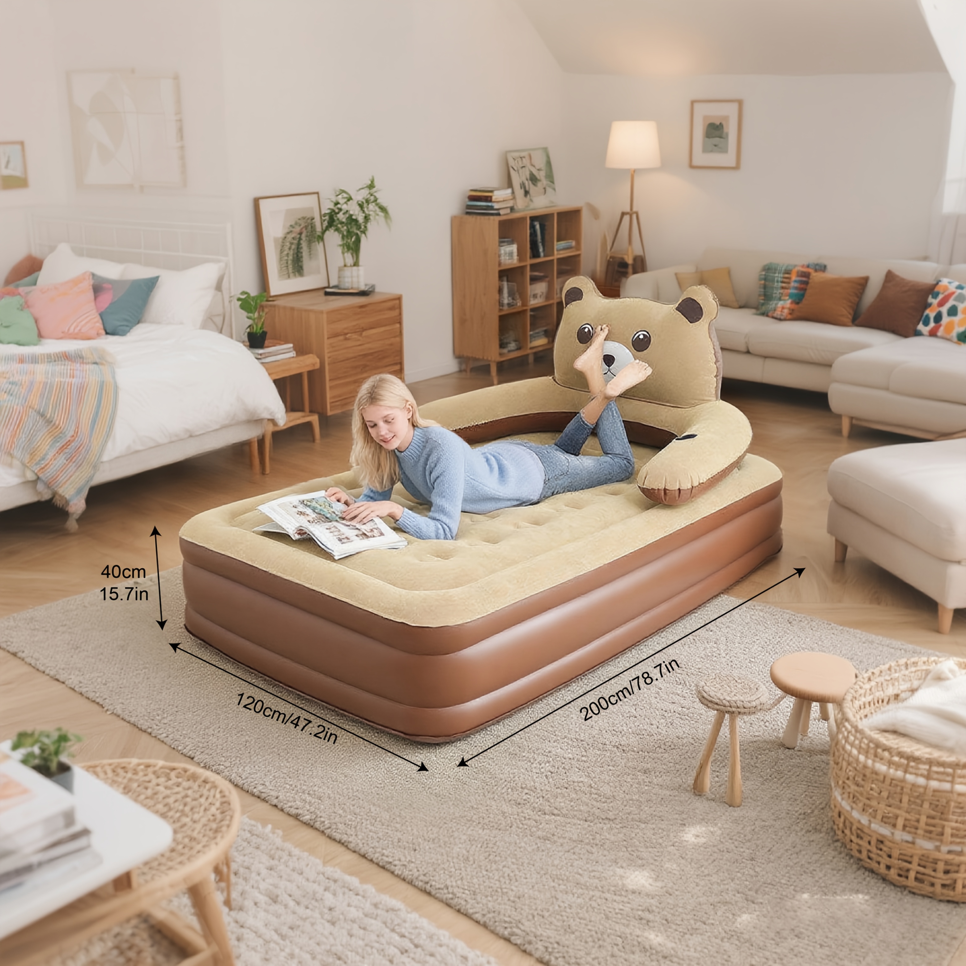 niedlicher teddybär abnehmbares kopfteil luftmatratze