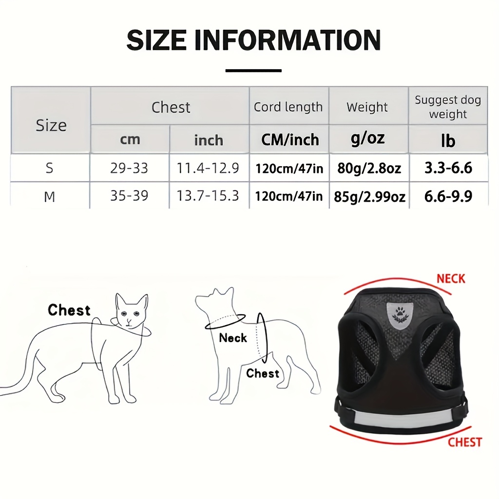 Harnais Ajustable et Respirant pour Chien et Chat avec Laisse Rétractable Automatique (5,0 mètres) et Distributeur de Sacs à Déjections - Gilet -Fuite Adapté aux Chiots, Chatons, Promenades en Extérieur - Système Laisse et Harnais, Lavable en Machine