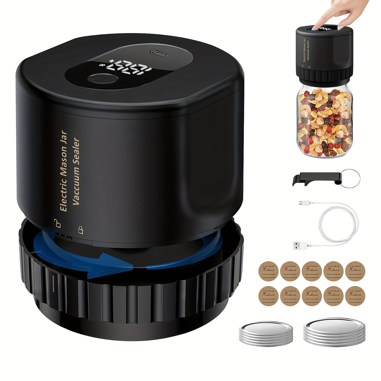 

Electric Mason Jar Vacuum Sealer - Mason Jar Vacuum Sealer Kit With Wide And Regular Mouth , Vacuum Sealing Machine For Food Storage, Jar Vacuum Sealer For Canning Jars