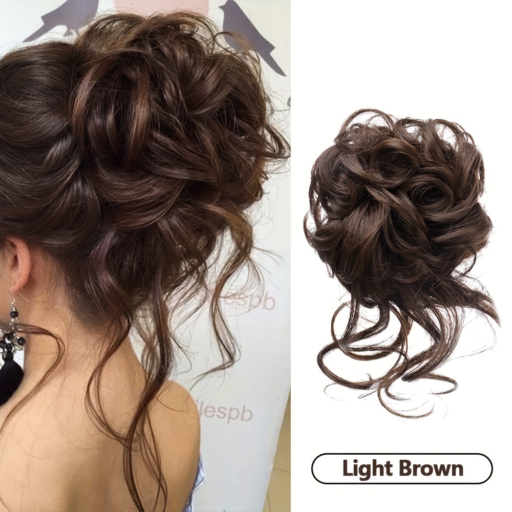 TEMU Simulatie Haar Haarkrans Bloemknoppen Vleesballen Pluizig Lang Haar Haarverlenging Pruiken Covers Paardenstaarten Nep Haar Ringen
