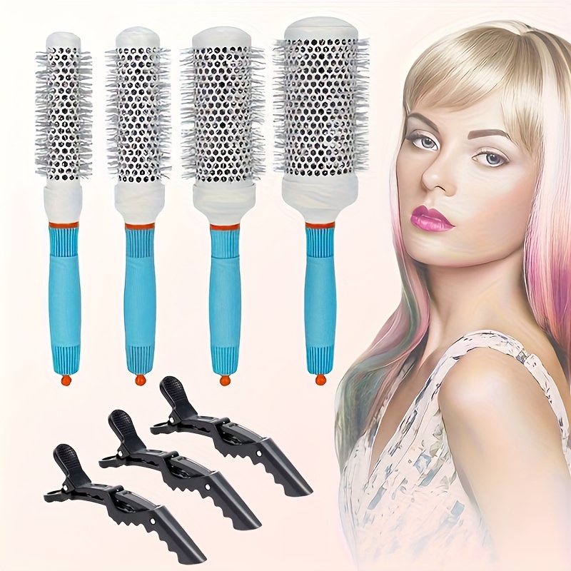 Image of 7pcs 4 Roller Comb Styling Comb + 3 Hair Clips, Smooth Comb Anti-static And High Temperature Resistant Massage Styling Comb To Be Irritable And Smooth With 1 Comb
