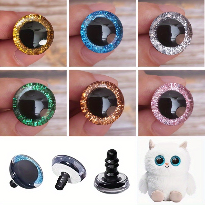 

12-pack Color Plastic Safety Eyes With Washers – 3d Glitter Craft Eyes For Diy Amigurumi, Crochet Animals, And Holiday Decorations, 14+ Age Group – 12mm To 40mm