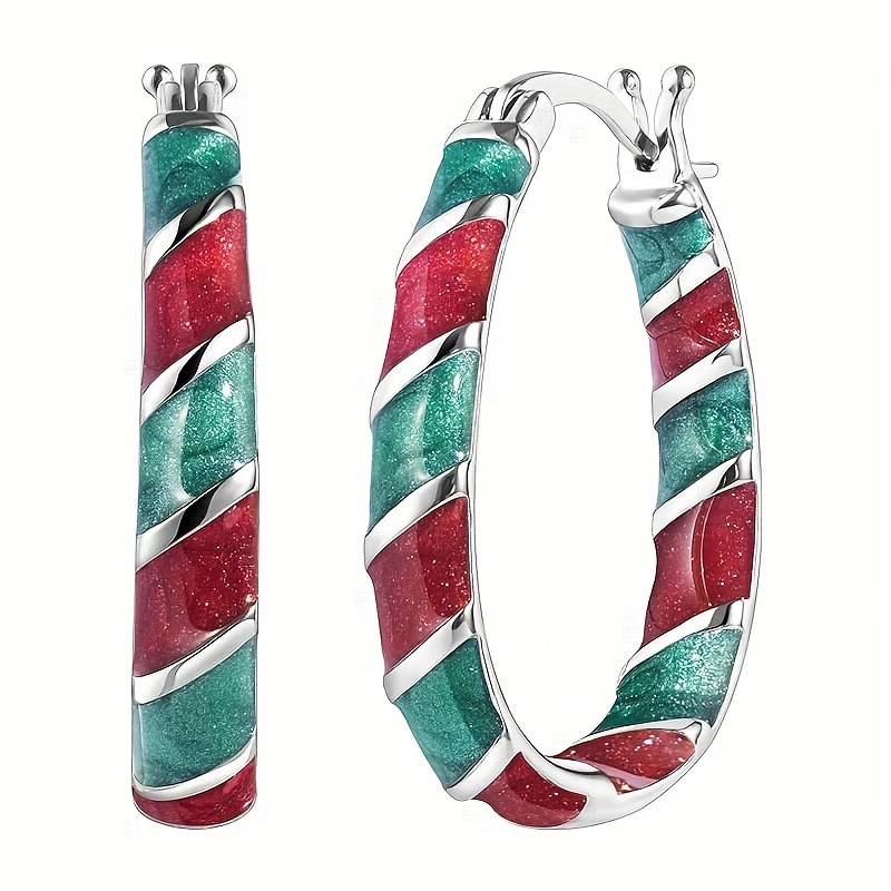 

A Pair Of Christmas Women's Ring Earrings With Oil Festival Decoration Earrings